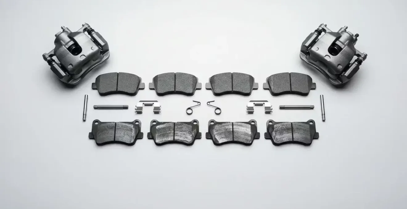 Vue minimaliste d'un système de freinage avec indicateurs d'usure visibles