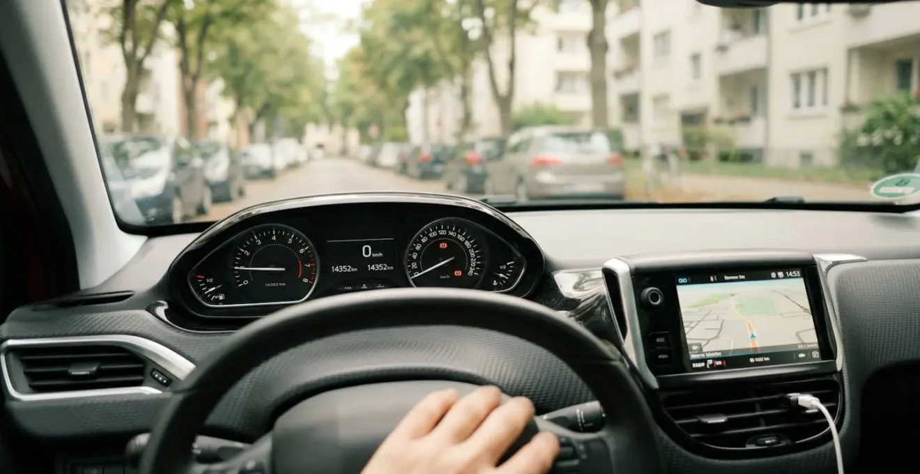Compteur kilométrique de tableau de bord affichant un faible kilométrage dans une citadine française