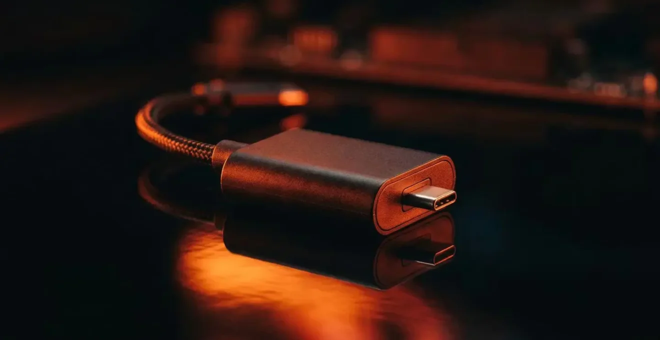 Vue thermographique d'un adaptateur CarPlay montrant les zones de chaleur