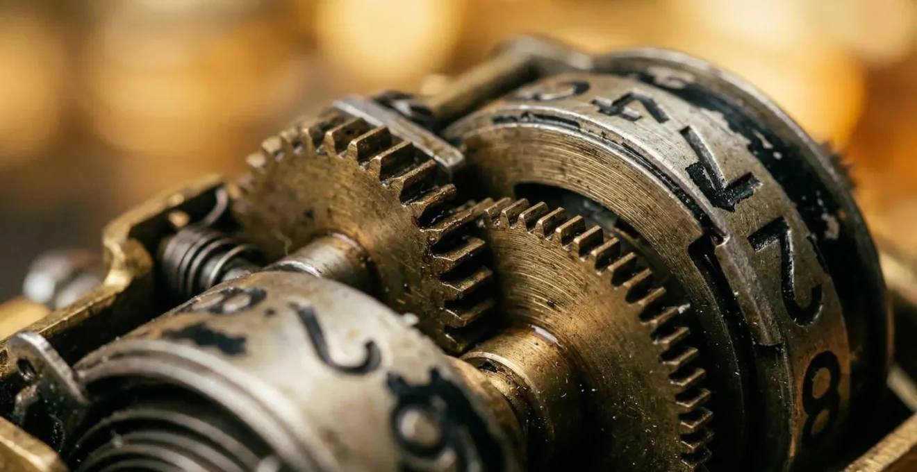 Gros plan macro sur compteur kilométrique vintage avec reflets dorés