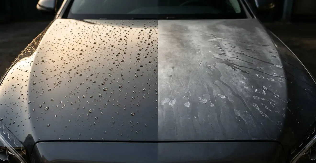 Comparaison visuelle entre véhicule neuf traité et véhicule d'occasion avant traitement